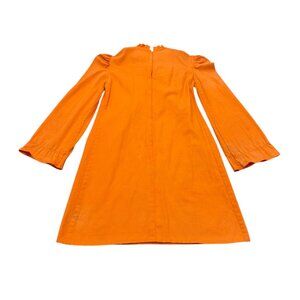 Vintage 1960s Mod Orange Mini Dress High Neck Long Sleeve